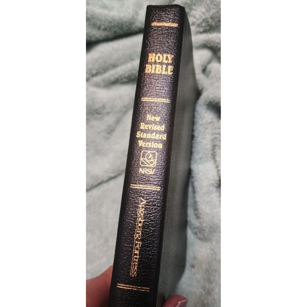 Holy Bible NRSV 1990 Augsburg Fortress Black Leather Gold Edge Pages VGUC